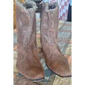 Santini genuine leather boots men's size 10.5(28.5)- calf length- brown suede